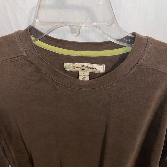 Tommy Bahama T Shirt Men Large Lrg L Brown Short Sleeve Henley - Picture 3 of 12